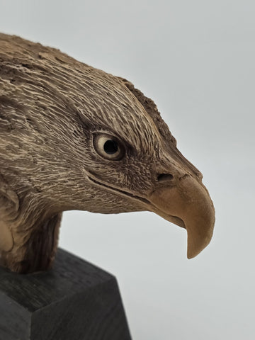 Rare Rick Cain Limited Edition "Pathways" 1001/2000 Carved Bald Eagle/Wolf