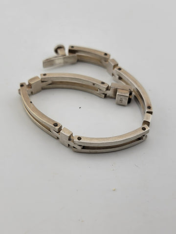 Vintage Bar Link Unisex Bracelet Sterling Silver 925 Bar. 7.5 Inch. 25 Grams.
