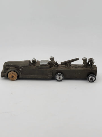 Antique Ralstoy 1930's US Army Truck with Spotlight and Artillery Gun Original