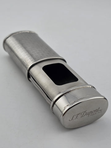 Rare Vintage S.T. Dupont Paris Pocket Cigar Ashtray Guilloche Silver Plate w Box