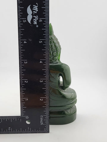 Rare Genuine Solid Canadian Nephrite Jade Thai Buddha Figurine - 6 Inch High.