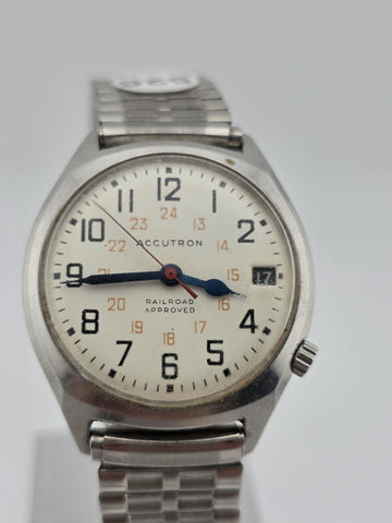 Private: Vintage 1977 Bulova Accutron Railroad Approved Watch 35mm M7 Runs