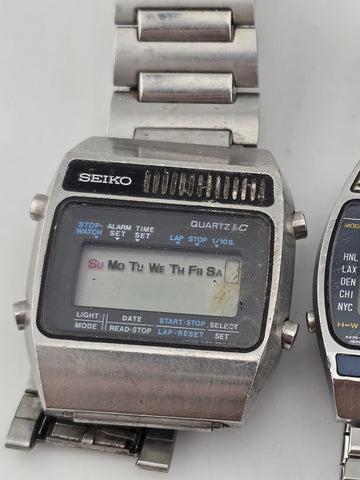 Rare Vtg Seiko Lot Of 5 Collector World Digital Timer Alarm Quartz Watches Read