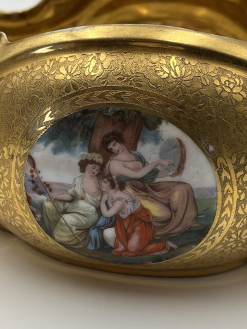 Gilded Le Mieux  China Gondola Bowl Hand Painted 24K Gold - Europe 1936-1939