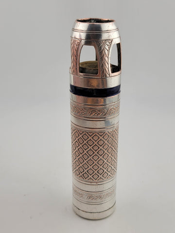 Rare One Of A Kind Antique Silver Metal & Enamel German Marine Oil Lamp.