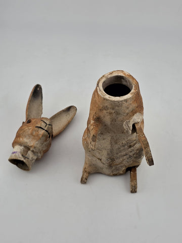 Antique C1890 German Paper Mache Folk Art Composition Rabbit Candy Container