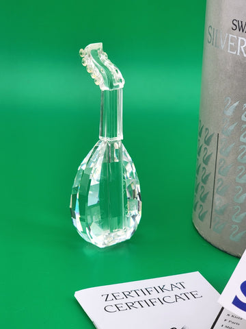 Rare Vintage Swarovski Crystal Lute 7477000004 169246. Retired 1997.  MIB+COA