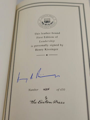 New Easton Press HENRY KISSINGER: Leadership Six Studies SIGNED FIRST EDITION