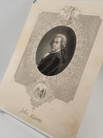 Original Antique 1860 John Adams. Engraving by J. Stephenson after J.S. Copley