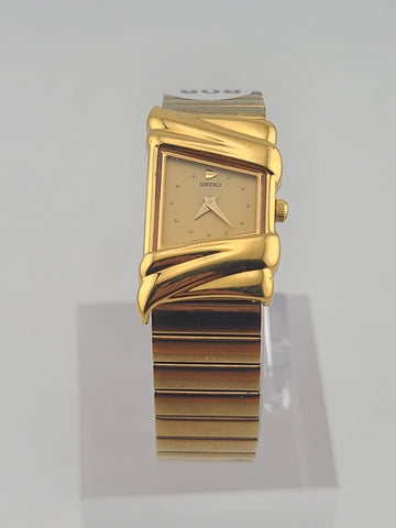Rare Vintage Seiko Rivoli Trapezoid Asymmetrical Gold Tone Ladies Watch Elegant