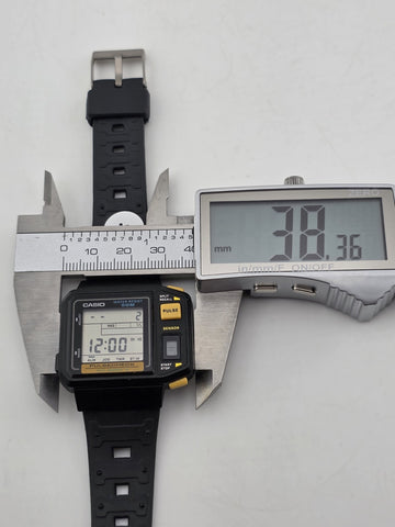 Ultra Rare Vtg Casio JP-100W Pulse Check digital watch 1987 First Pulse Watch