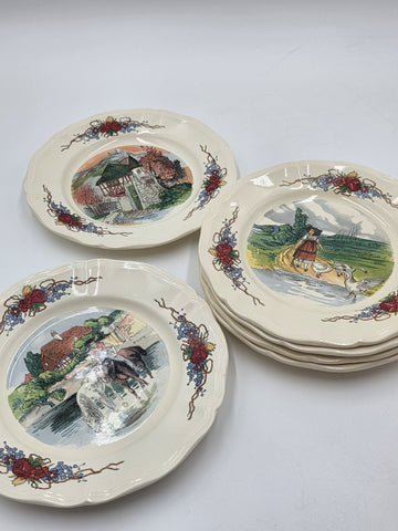 Set Of 6 OBERNAI SARREGUEMINES FRANCE FREE GRINDLEY AND CO BM32 CERAMIC PLATES