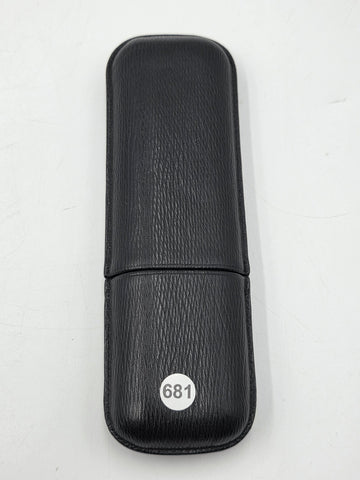 Vintage S.T. Dupont Black Grain Leather & Black Gold Cigar Case For 2 Cigars
