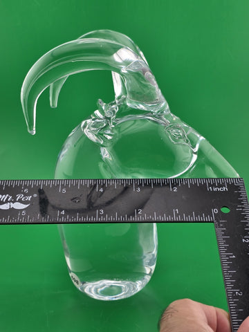 Vintage Mid Century Art Glass Mountain Goat Ram Head Horns Paperweight Figurine