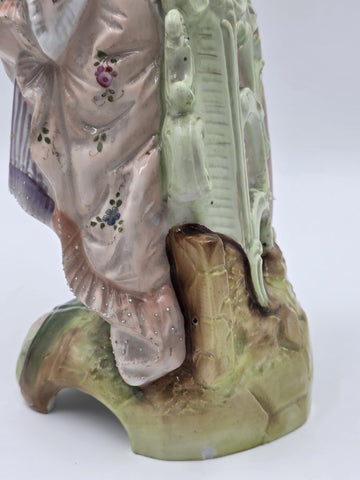Antique 19th C German Dresden Style Porcelain Lady Figurine Bocage 16” Figure.
