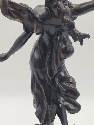Auguste Moreau Diane Art Nouveau Bronze Dancing Woman Sculpture French C1900