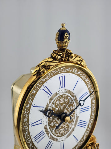 RARE HERMLE & SOHN 24K GOLD FABERGE EGG CRYSTAL CLOCK FOR ALL SEASONS. WORKING.