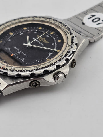 1987 42mm Breitling 80972 Jupiter Navitimer 3300 Quartz Watch. Untested. As-is.