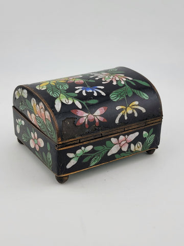Rare Antique Chinese Cloisonne Enamel Inlaid Small Trinket, Jewelry Box.