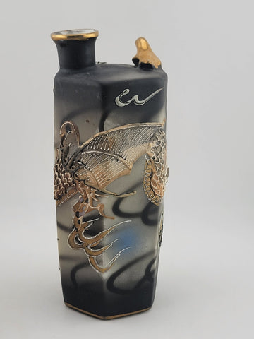 Antique Original Sake Dragonware Bottle Japanese Decanter Whistling Singing Bird