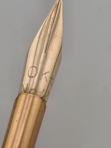 Antique 1890's Victorian Mother of Pearl Dip Pen Set 10K Solid Gold  Nibs W Case