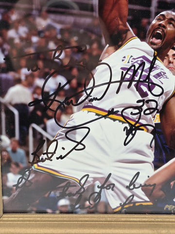 Karl Malone Signed 8x10 Photo Utah Jazz Dunk vs Pacers NBA HOF #32 Autograph