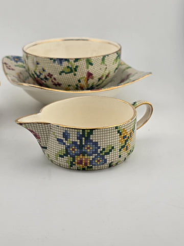 1930's Royal Winton Queen Anne Chintz Tea Set Teapot Cup Saucer Creamer England