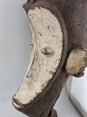 Fang Ngil Mask Gabon African Tribal Art Hand Carved Wood Kaolin Antique 1900s