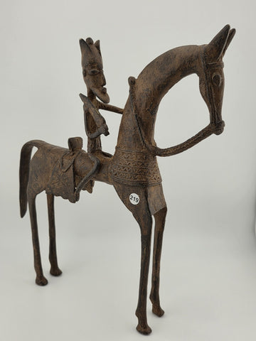 VTG 1940'S AUTHENTIC AFRICAN CAST BRONZE HORSE AND RIDER DOGON MALI WEST AFRICA