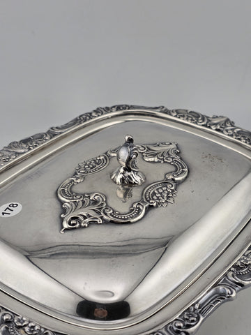 Antique Wallace Baroque Silverplate Covered Vegetable Dish Casserole Ornate Lid