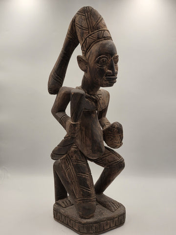 Rare Antique XL 26 In Yoruba African Wood Pregnant Lady Tribal Sculpture Nigeria