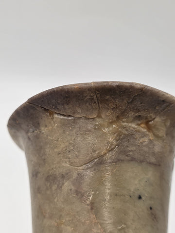 Antique Chinese Carved Hardstone Vase Elephant Ring Handles Stone Stand 12"