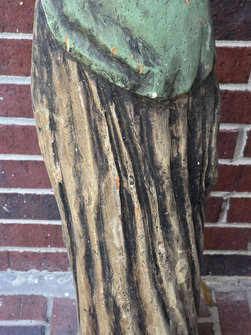 Antique 18th C XL Wooden Sculpture Of Virgin Marie Magdalene Hand Painted. 34 In