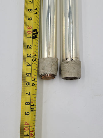 2 Mercury Glass Candlesticks Silver with Flame Tops Vintage. Good Condition.