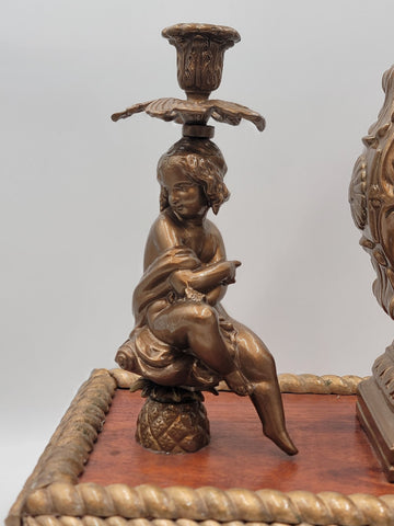 Antique 19th c. F Kroeber Clock Co New York Figural Mantle Clock W Drawer. Works