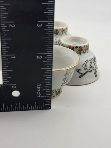 Set Of 4 Kutani Japanese Sake Cup Poem Mid Century 1950"-1960" 4 oz Rare
