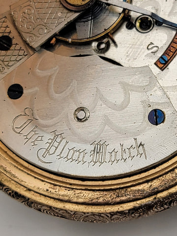 The Plan Gold Plated Swiss Pocket Watch by David Perret c.1890. W Glass Dome.