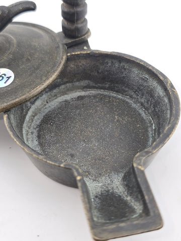 Antique 19 Century Grand Tour Roman Bronze Oil Lamp, Dated 1868. Missing Hook