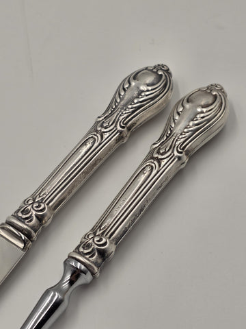 Antique 1920's WM Rogers Louis XV Sterling Handle Carving Set In Original Box.