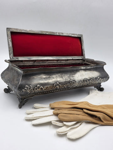 1890's Victorian Simpson Hall Miller Quadruple Plate Glove Box Velvet Lined Box