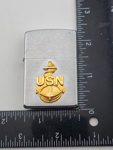 Rare 2003 Unfired Sealed Zippo Lighter Bradford Pa Usa Usn Us Navy Silver Tone