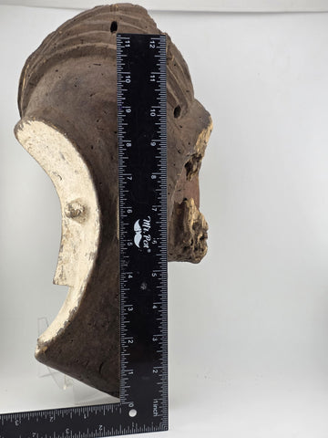 Fang Ngil Mask Gabon African Tribal Art Hand Carved Wood Kaolin Antique 1900s