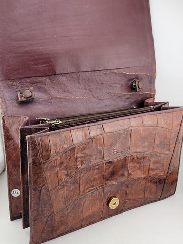 Antique Fabulous Caramel 1940's-50's Genuine Hornback Alligator Purse.