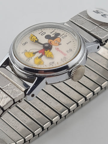 Vintage Ingersoll Disney Mickey Mouse 24mm Manual Wind Watch Good Running