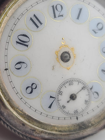 Antique French Silver Pocket Watch Cylindre 6 Rubis Running c1880. Missing Arms