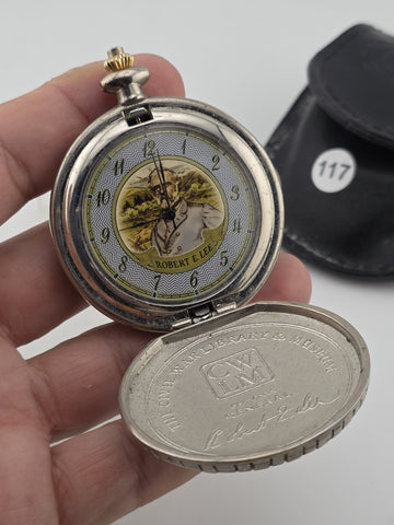 Franklin Mint Civil War Library & Museum Gen. Robert E Lee Pocket Watch. Works.