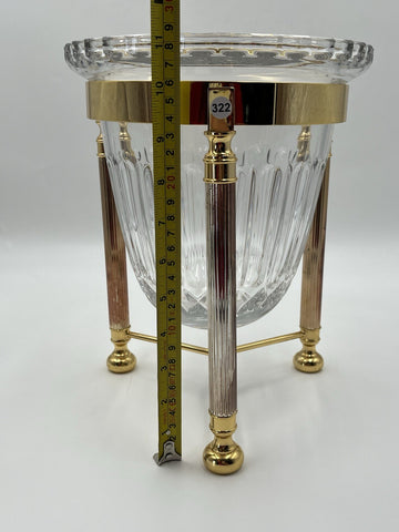 Design Guild Crystal Champagne Chiller Vertical Cut with Stand Brass Barware