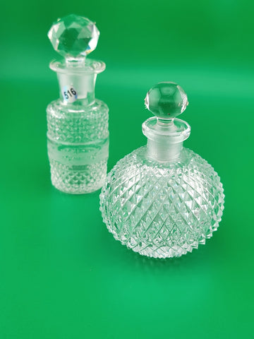 Antique Set Of 2 Cut Glass Perfume Bottle W Stoppers. Made In Czechoslovakia