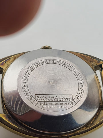 Waltham 17 Jewels Shock Resistant 1970's Watch Sunburst Mens Gold Plated. Read.
