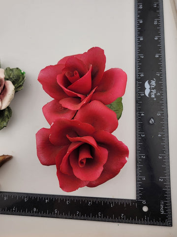 Vintage Various Capodimonte Porcelain Multico Rose Figurines - "Made in Italy".